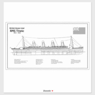 RMS Titanic Frakt Blueprint Plans BD Klistermärken