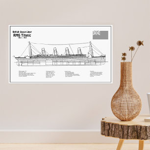 RMS Titanic Frakt Blueprint Plans BD Poster