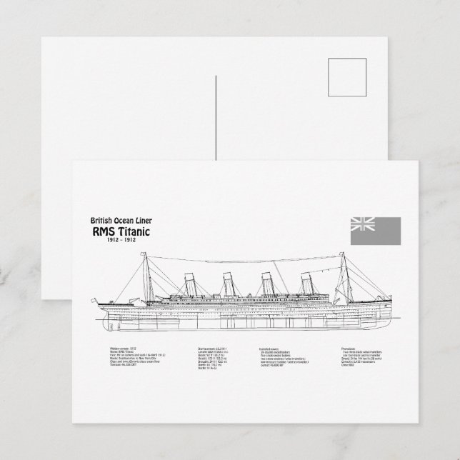 RMS Titanic Frakt Blueprint Plans BD Vykort (Fram/baksida)