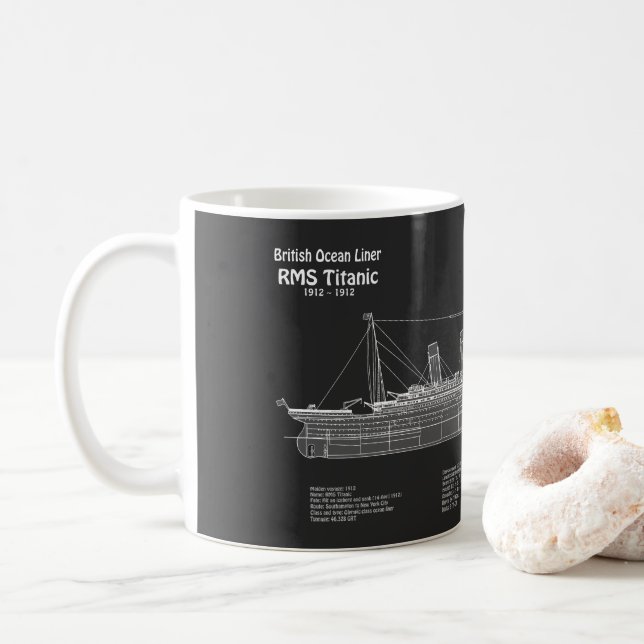 RMS Titanic Frakt - kartläggningsplaner Kaffemugg (Med munk)