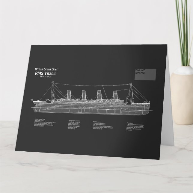RMS Titanic Frakt - kartläggningsplaner Tack Kort (Framsida)