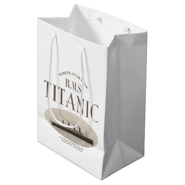 RMS Titanic Ghost Frakt Sepia Medium Gift Bag Whit (Framsidan Vinklad)
