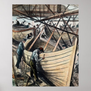 RMS Titanic livbåtar som byggs Belfast Poster