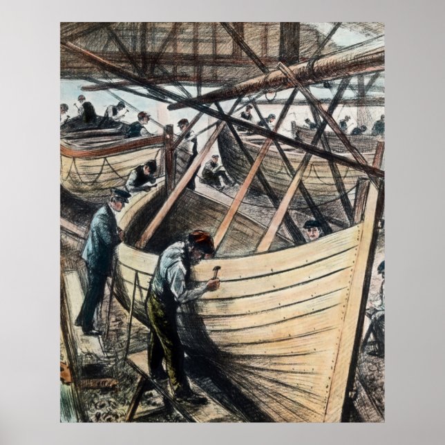 RMS Titanic livbåtar som byggs Belfast Poster (Framsidan)