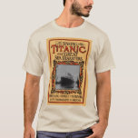 RMS Titanic Nautical Cruise Frakt Disaster 1912 T Shirt<br><div class="desc">RMS Titanic Cruise frakt katastrof återställde vintage bok täckt konst som ursprungligen publicerades 1912. Bok var mycket populärt när berömden Titanic sjönk. Gör ett underbart samtal med biet T-shirt för Titanic memorabilia-samlare. Omslaget skapas i det populära "Uppdrag" eller "Arts & Crafts" stil under den period som är särskilt populär av...</div>