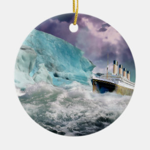 RMS Titanic och Iceberg Painting Julgransprydnad Keramik