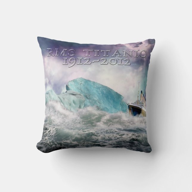 RMS Titanic och Iceberg Painting Pillow Kudde (Framsida)