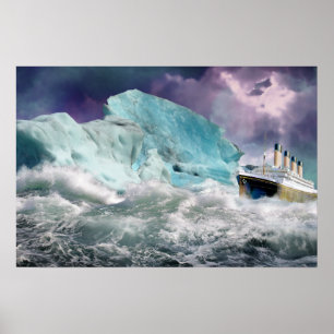 RMS Titanic och Iceberg Painting Poster