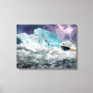 RMS Titanic och Iceberg Painting Wrapped Canvas