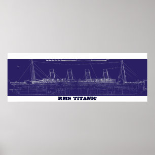 RMS Titanic Original Blueprint, utökat för Färg Poster