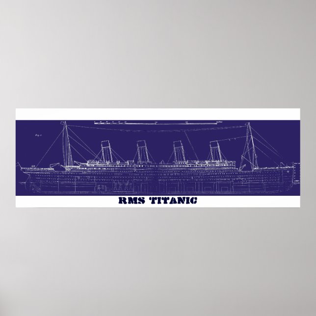 RMS Titanic Original Blueprint, utökat för Färg Poster (Framsidan)