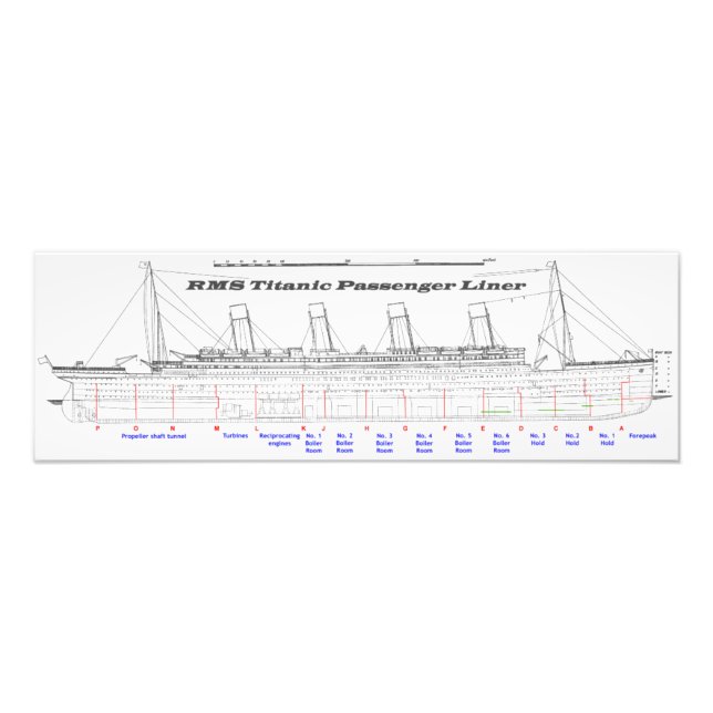RMS Titanic Passenger Liner Side View Fototryck (Framsidan)