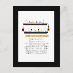 RMS Titanic Teckning och diagram Vykort