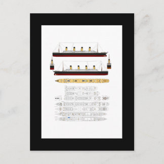 RMS Titanic Teckning och diagram Vykort