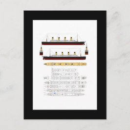 RMS Titanic Teckning och diagram Vykort