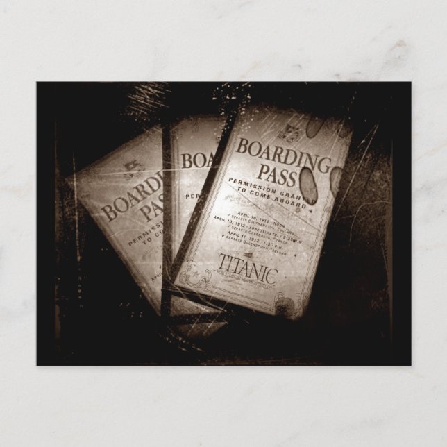 RMS Titanics Ombordstigningskort Vykort (Framsida)