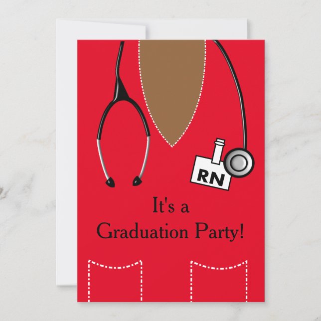 RN Black Nurse Studenten Red SCrub Top Inbjudningar (Framsida)