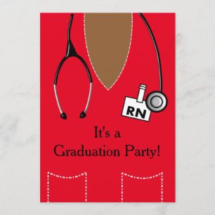 RN Black Nurse Studenten Red SCrub Top Inbjudningar
