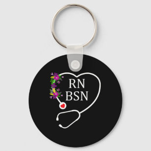 Rn Bsn Blommigt Stethoscope, registrerat sjuksköte Nyckelring