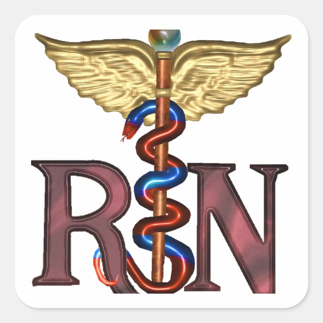 RN Caduceus Fyrkantigt Klistermärke (Framsida)