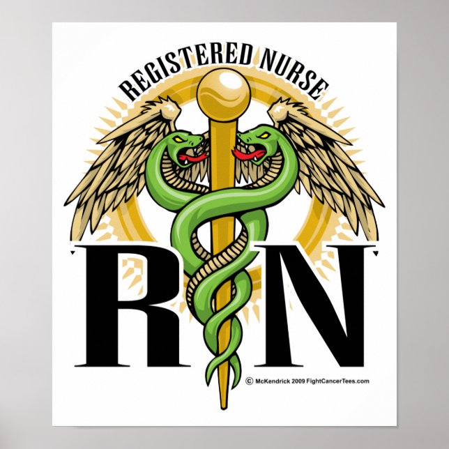 RN Caduceus Grönt Poster (Framsidan)