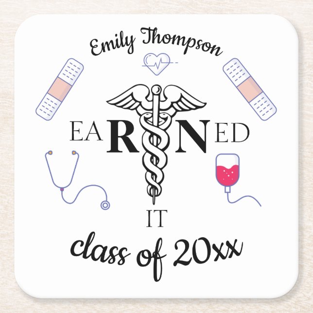 RN Earned it Square Papper Underlägg Kvadrat (Framsidan)