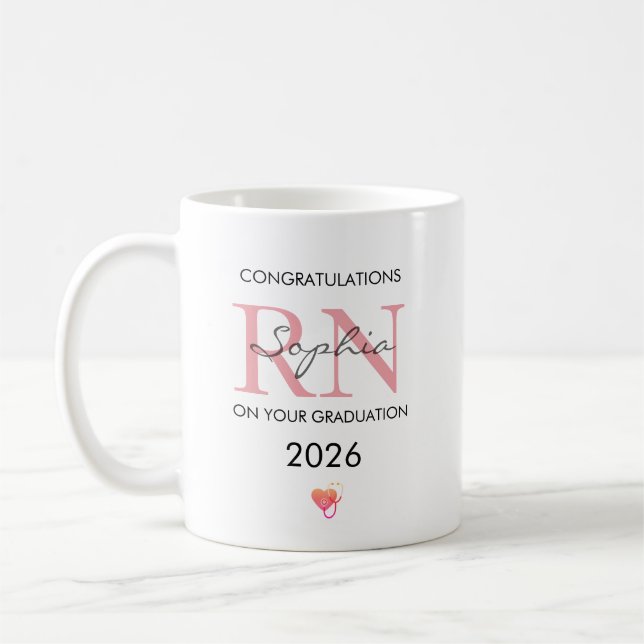 RN-examen Personligt Namn Klass 2026 Kaffemugg (Vänster)