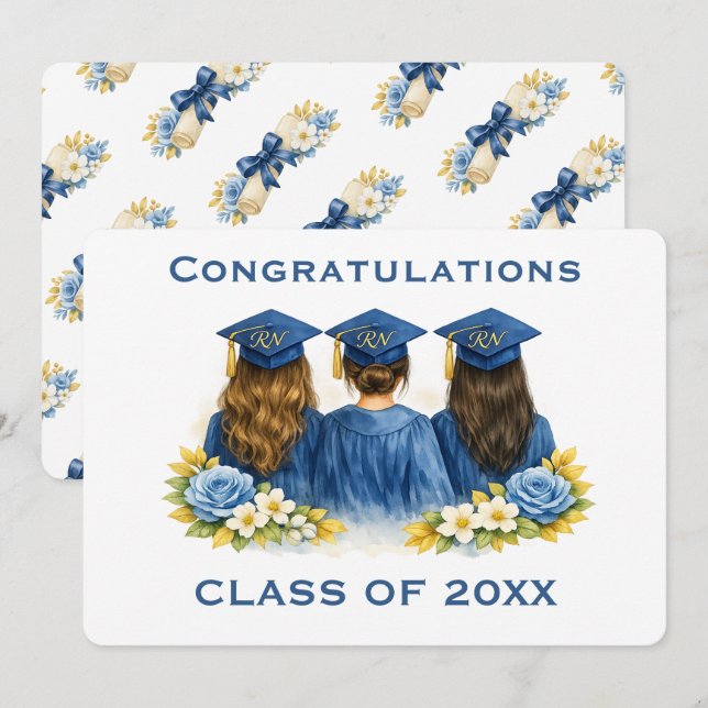 RN-examens gratulationskort | Klass 20XX (Fram/baksida)