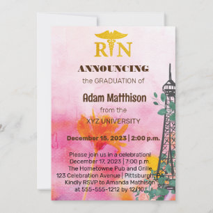 RN Floral Eiffeltornet Inbjudningar