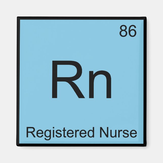 Rn - legitimerad sjuksköterske Kemiskt Element Sym Magnet (Framsidan)