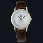 RN Monogram Blue|White Ansikte Nurse Watch Armbandsur<br><div class="desc">En blå och vit elegant med en medicinalsymbol och en plats för din presentmottagares namn och efternamn monogram. En underbar gåva till alla som är sjuksköterska, nyligen sjuksköterska i student eller någon stolt medlem av läkarkåren. I denna klocka finns ett vitt ansikte tillsammans med en blå cirkel där efternamnet monogram,...</div>
