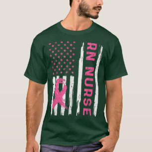 RN Nurse American Flagga Nurse Breast Cancer Aware T Shirt
