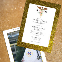 RN Nurse Blommigt Photo Studenten-inbjudan
