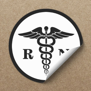 RN Nurse Caduceus Symbol Classic Medical Runt Klistermärke