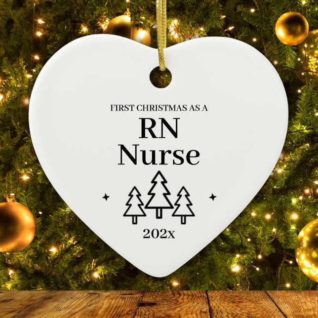 RN Nurse Första julvården Julgransprydnad Keramik (RN Nurse First Christmas Nursing Ceramic Ornament
)
