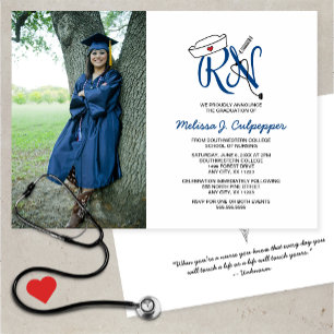 RN Nurse foto studenten pinning party / marin Inbjudningar