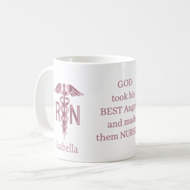 RN Nurse Gift - Personalize - Rosa Kaffemugg (Framsida vänster)