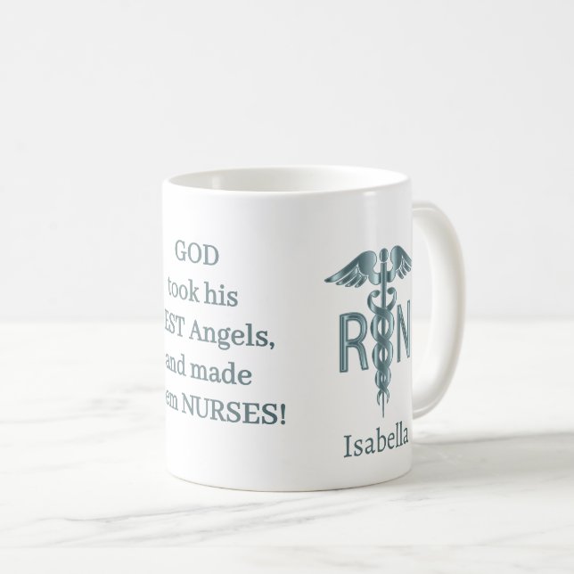 RN Nurse Gift - Personalize - Teal Kaffemugg (Framsida höger)