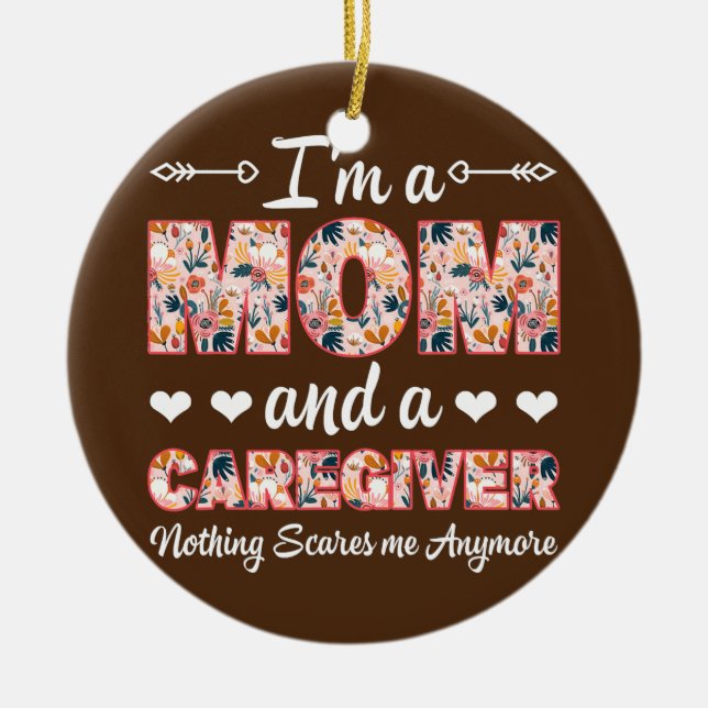 RN Nurse, jag är Mamma och en karenskytt inget Skr Julgransprydnad Keramik (Framsidan)