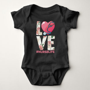 RN Nurse Life Flower Sjukvårdare Stethoscope Hear T Shirt