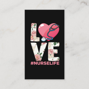 RN Nurse Life Flower Sjukvårdare Stethoscope Hear Visitkort