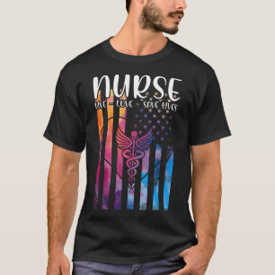 RN Nurse Live Kärlek Spara Lives ER Nursing School T Shirt