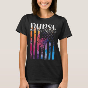 RN Nurse Live Kärlek Spara Lives ER Nursing School T Shirt