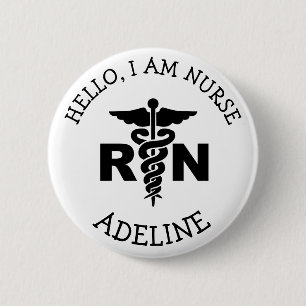 RN Nurse Medical Symbol Personlig Namn Knapp