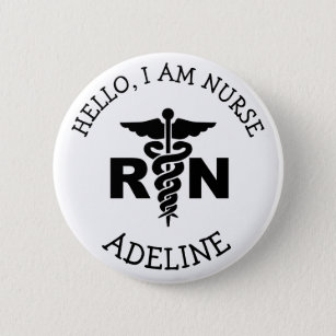 RN Nurse Medical Symbol Personlig Namn Knapp