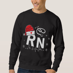 RN Nurse Nursing Santa Hat jul Julafton Pajamas Lång Ärmad Tröja