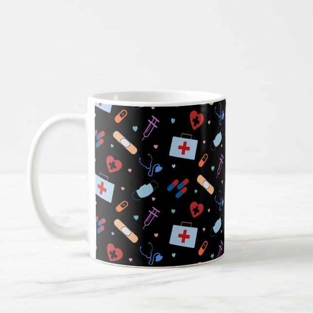 RN Nurse Nursing Student | Doktor Medical Mönster Kaffemugg (Vänster)