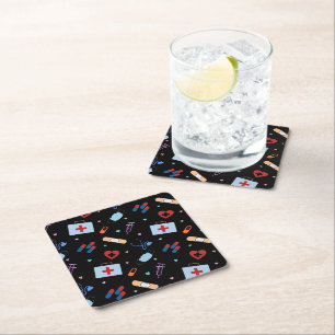 RN Nurse Nursing Student Doktor Medical Mönster Underlägg Papper Kvadrat