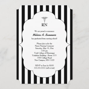 RN Nurse pinning-ceremonin inbjudan Black rand