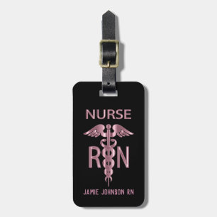 RN Nurse - Rosa och svart Bagagebricka
